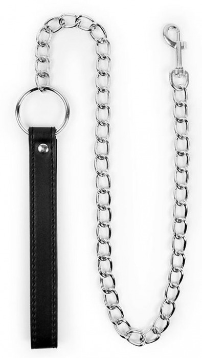 Металлический поводок для ошейника с черной ручкой - 77 см. - Bior toys - купить с доставкой в Санкт-Петербурге