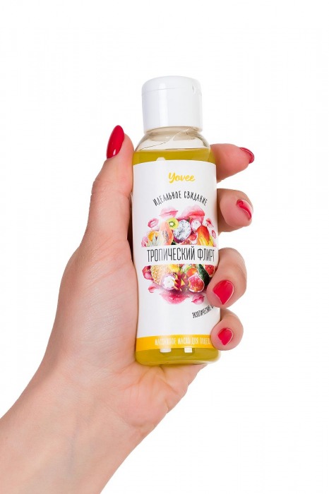 Массажное масло для поцелуев  Тропический флирт  с ароматом экзотических фруктов - 100 мл. - ToyFa - купить с доставкой в Санкт-Петербурге