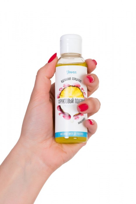 Массажное масло для поцелуев «Фруктовый поцелуй» с ароматом ананаса и кокоса - 100 мл. - ToyFa - купить с доставкой в Санкт-Петербурге