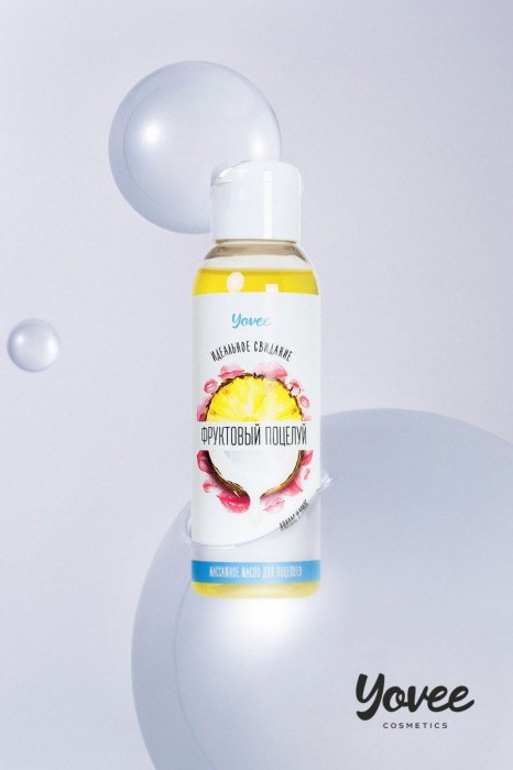 Массажное масло для поцелуев «Фруктовый поцелуй» с ароматом ананаса и кокоса - 100 мл. - ToyFa - купить с доставкой в Санкт-Петербурге