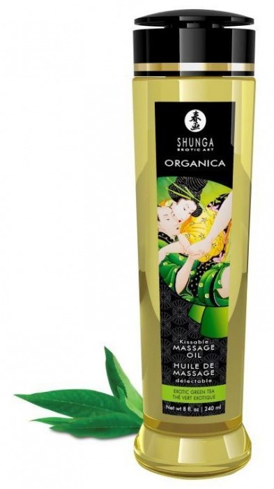 Массажное масло Organica с ароматом зеленого чая - 240 мл. - Shunga - купить с доставкой в Санкт-Петербурге
