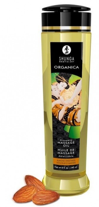 Массажное масло Organica с ароматом миндаля - 240 мл. - Shunga - купить с доставкой в Санкт-Петербурге