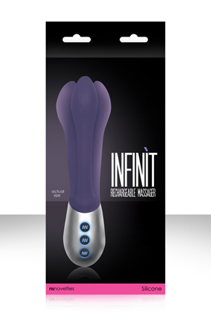 Фиолетовый вибратор Infinit с тремя гнущимися отростками - 20,3 см. - NS Novelties