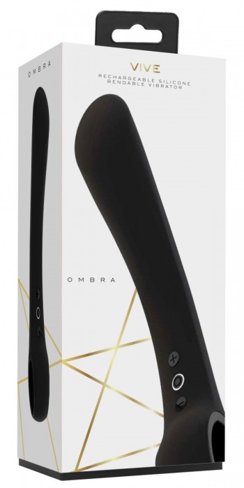 Черный гибкий вибромассажер Ombra - 21,5 см. - Shots Media BV