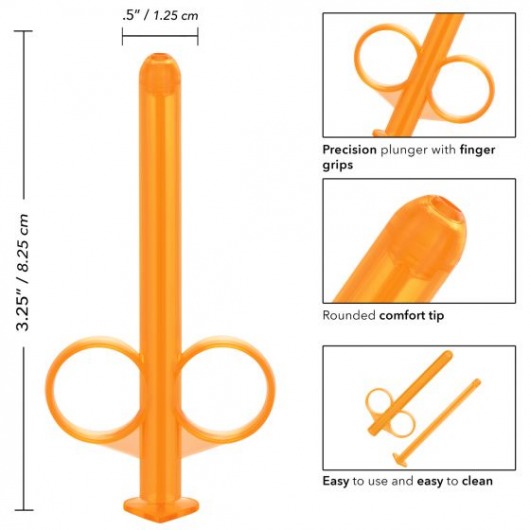 Набор из 2 оранжевых шприцов для введения лубриканта Lube Tube - California Exotic Novelties - купить с доставкой в Санкт-Петербурге