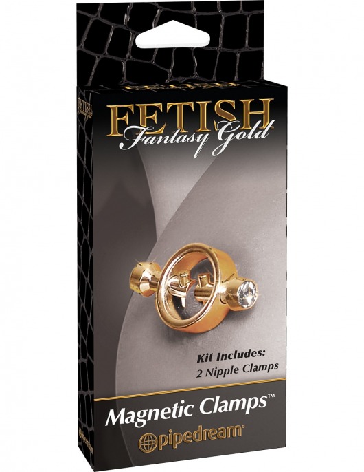 Золотистые зажимы на соски на магните Magnetic Clamps - Pipedream - купить с доставкой в Санкт-Петербурге