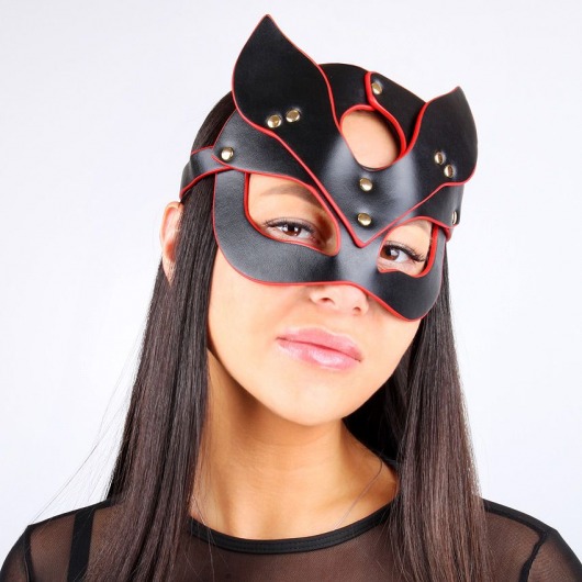 Черно-красная игровая маска с ушками - Notabu - купить с доставкой в Санкт-Петербурге