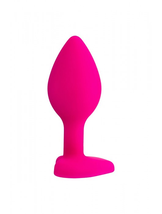 Розовая анальная втулка Diamond Heart с прозрачным кристаллом - 7 см. - ToyFa - купить с доставкой в Санкт-Петербурге