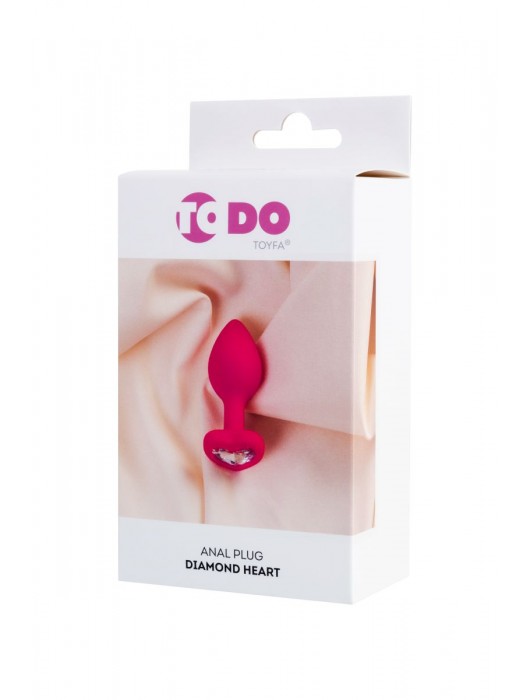 Розовая анальная втулка Diamond Heart с прозрачным кристаллом - 7 см. - ToyFa - купить с доставкой в Санкт-Петербурге