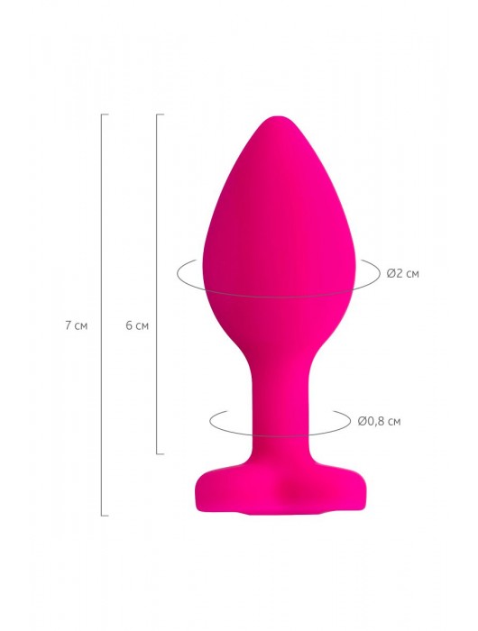 Розовая анальная втулка Diamond Heart с прозрачным кристаллом - 7 см. - ToyFa - купить с доставкой в Санкт-Петербурге