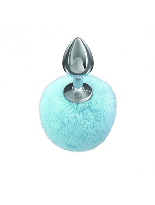 Серебристая анальная пробка с голубым пушистым хвостиком Twinkle - Lola Games - купить с доставкой в Санкт-Петербурге