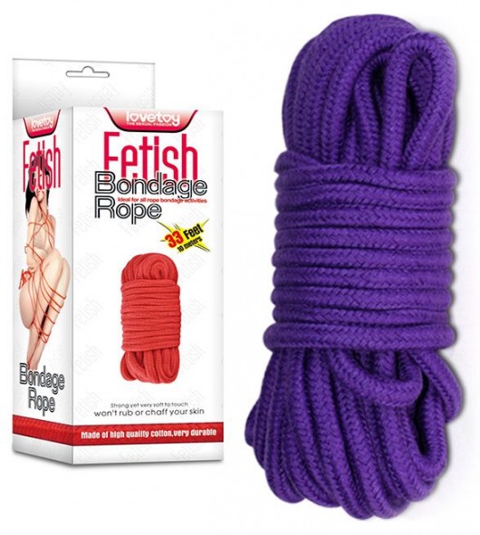 Фиолетовая верёвка для любовных игр - 10 м. - Lovetoy - купить с доставкой в Санкт-Петербурге