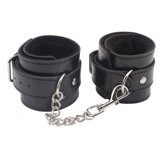 Черные оковы на ноги Obey Me Leather Ankle Cuffs - Chisa - купить с доставкой в Санкт-Петербурге