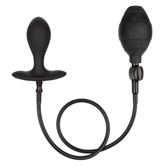 Черная расширяющаяся анальная пробка Weighted Silicone Inflatable Plug M - California Exotic Novelties
