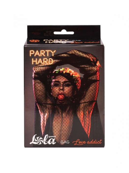 Красный кляп-шар Love Addict на черных ремнях - Lola Games - купить с доставкой в Санкт-Петербурге