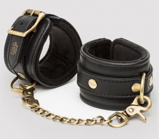 Черные наручники Bound to You Faux Leather Wrist Cuffs - Fifty Shades of Grey - купить с доставкой в Санкт-Петербурге