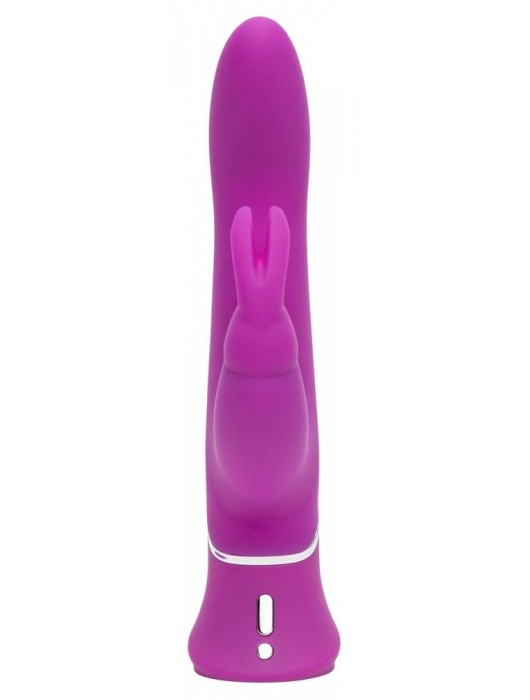 Лиловый вибратор Curve Thrusting Rechargeable Rabbit Vibrator - 24,1 см. - Happy Rabbit