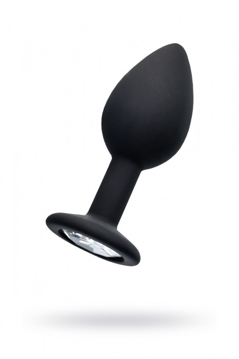 Черная анальная втулка с прозрачным стразом - 7,2 см. - POPO Pleasure - купить с доставкой в Санкт-Петербурге