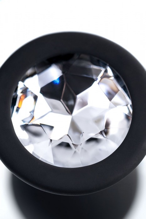 Черная анальная втулка с прозрачным стразом - 7,2 см. - POPO Pleasure - купить с доставкой в Санкт-Петербурге