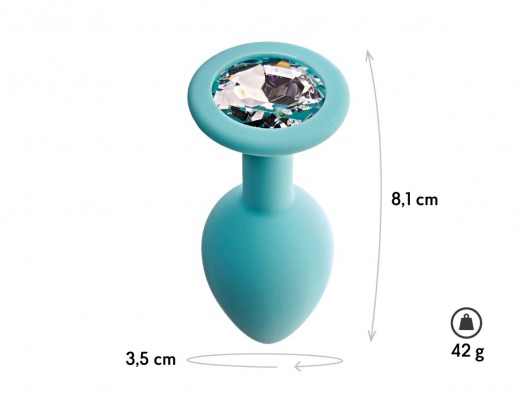 Аквамариновая анальная пробка с прозрачным кристаллом Gamma M - 8,1 см. - Le Frivole - купить с доставкой в Санкт-Петербурге