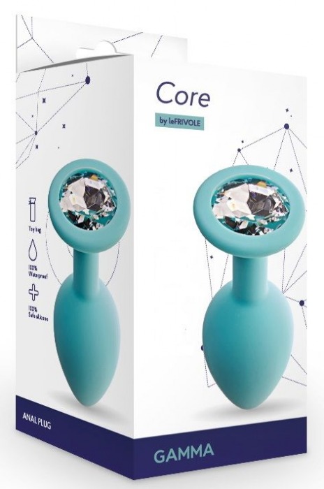 Аквамариновая анальная пробка с прозрачным кристаллом Gamma M - 8,1 см. - Le Frivole - купить с доставкой в Санкт-Петербурге
