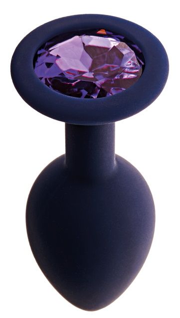 Черничная анальная пробка с фиолетовым кристаллом Gamma M - 8,1 см. - Le Frivole - купить с доставкой в Санкт-Петербурге