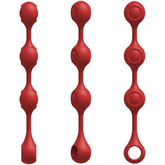 Красные утяжеленные анальные шарики Anal Essentials Weighted Silicone Anal Balls - 34,3 см. - Doc Johnson