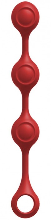 Красные утяжеленные анальные шарики Anal Essentials Weighted Silicone Anal Balls - 34,3 см. - Doc Johnson