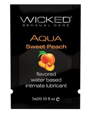 Лубрикант с ароматом спелого персика WICKED AQUA Sweet Peach - 3 мл. - Wicked - купить с доставкой в Санкт-Петербурге