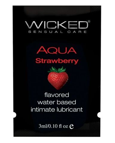 Лубрикант с ароматом клубники WICKED AQUA Strawberry - 3 мл. - Wicked - купить с доставкой в Санкт-Петербурге