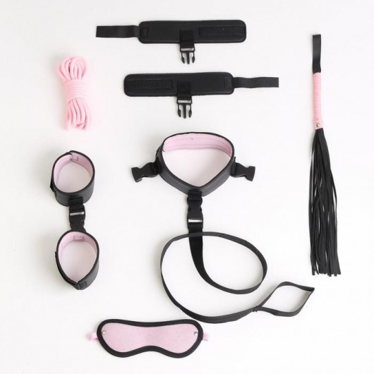 Черно-розовый эротический набор из 7 предметов - Сима-Ленд - купить с доставкой в Санкт-Петербурге