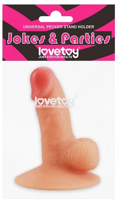 Телесный пенис-сувенир Universal Pecker Stand Holder - Lovetoy - купить с доставкой в Санкт-Петербурге