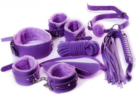 Фиолетовый набор БДСМ «Накажи меня нежно» с карточками - Штучки-дрючки - купить с доставкой в Санкт-Петербурге