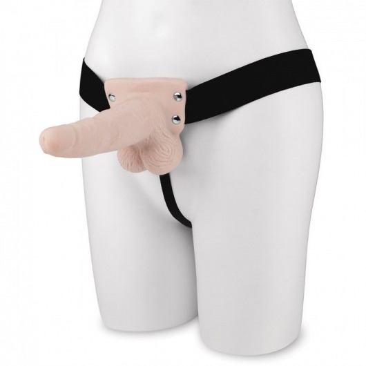 Телесный перезаряжаемый вибрострапон - 18 см. - Lux Fetish - купить с доставкой в Санкт-Петербурге