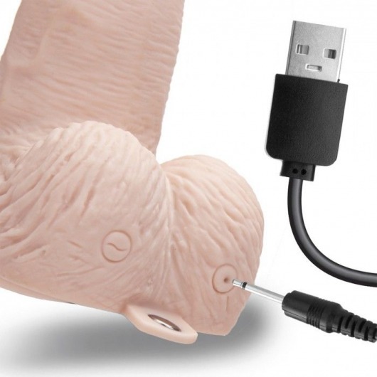 Телесный перезаряжаемый вибрострапон - 18 см. - Lux Fetish - купить с доставкой в Санкт-Петербурге