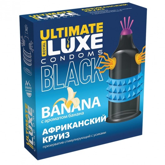 Черный стимулирующий презерватив  Африканский круиз  с ароматом банана - 1 шт. - Luxe - купить с доставкой в Санкт-Петербурге
