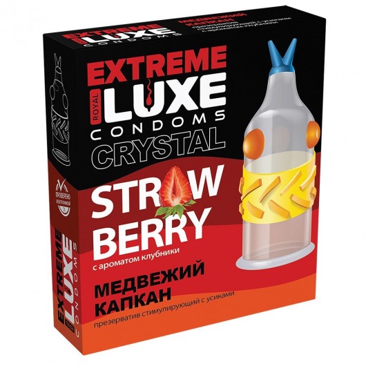 Стимулирующий презерватив  Медвежий капкан  с ароматом клубники - 1 шт. - Luxe - купить с доставкой в Санкт-Петербурге