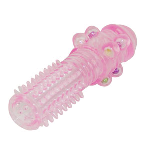 Рельефная розовая насадка с бусинами и шипами - 14 см. - Baile - в Санкт-Петербурге купить с доставкой