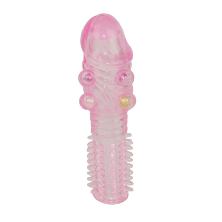 Рельефная розовая насадка с бусинами и шипами - 14 см. - Baile - в Санкт-Петербурге купить с доставкой