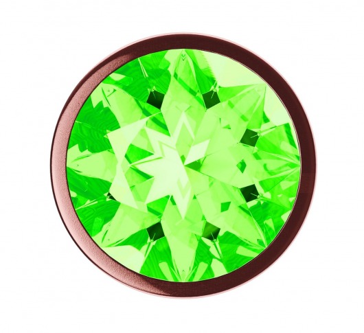Пробка цвета розового золота с лаймовым кристаллом Diamond Emerald Shine S - 7,2 см. - Lola Games - купить с доставкой в Санкт-Петербурге