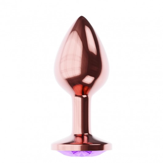 Пробка цвета розового золота с фиолетовым кристаллом Diamond Amethyst Shine L - 8,3 см. - Lola Games - купить с доставкой в Санкт-Петербурге