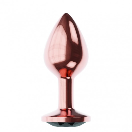 Пробка цвета розового золота с черным кристаллом Diamond Jet Shine L - 8,3 см. - Lola Games - купить с доставкой в Санкт-Петербурге