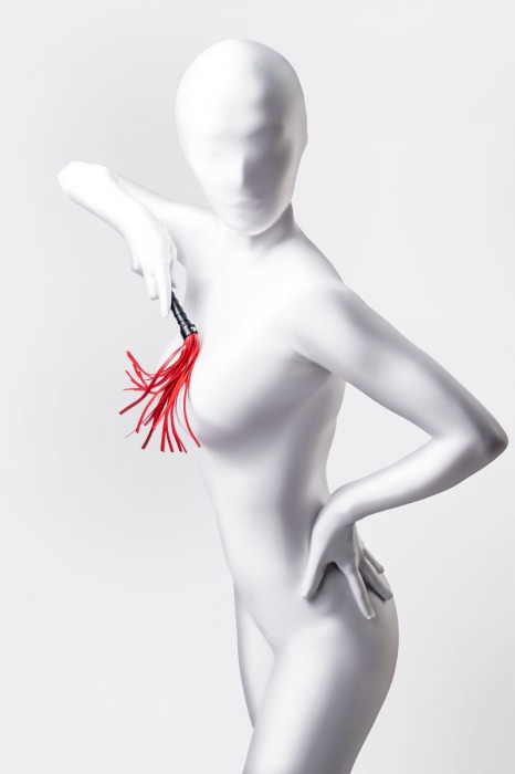 Красно-черный флоггер Anonymo - 28 см. - ToyFa - купить с доставкой в Санкт-Петербурге