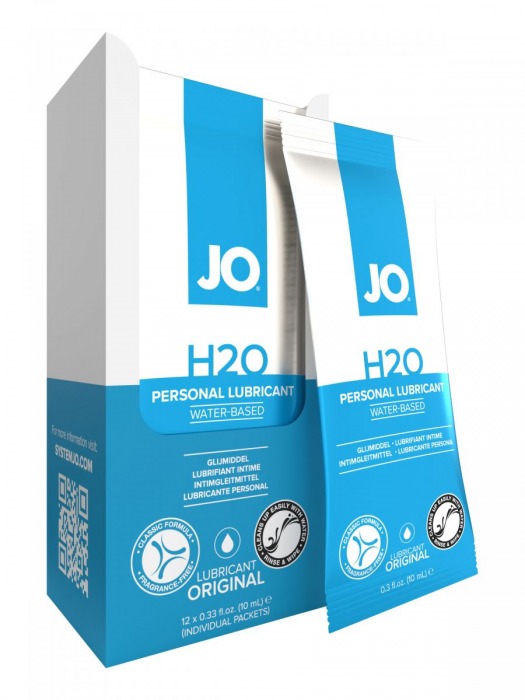 Лубрикант на водной основе JO Personal Lubricant H2O - 12 саше по 10 мл. - System JO - купить с доставкой в Санкт-Петербурге