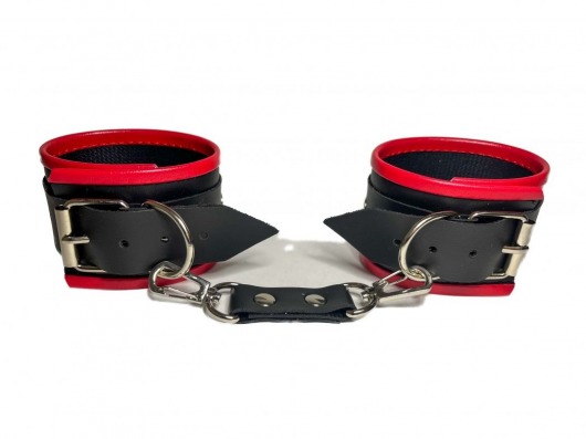 Черно-красные наручники из эко-кожи - БДСМ Арсенал - купить с доставкой в Санкт-Петербурге
