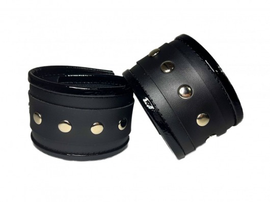 Черные наручники из эко-кожи - БДСМ Арсенал - купить с доставкой в Санкт-Петербурге