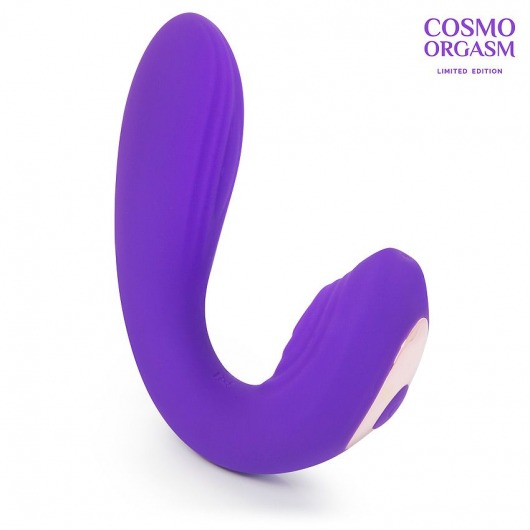 Фиолетовый изогнутый вибромассажер двойного действия - 18 см. - Cosmo
