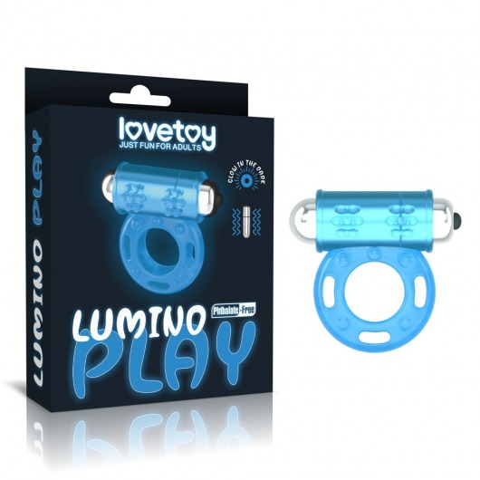 Голубое, светящееся в темноте эрекционное виброкольцо Lumino Play Vibrating Penis Ring - Lovetoy - в Санкт-Петербурге купить с доставкой