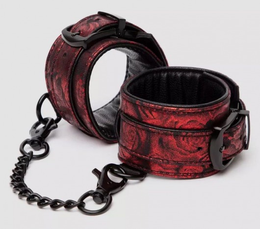 Красно-черные наручники Reversible Faux Leather Wrist Cuffs - Fifty Shades of Grey - купить с доставкой в Санкт-Петербурге