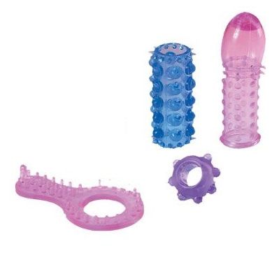 Набор из 4 разноцветных желейных насадок Super Pleasure Set - NMC - в Санкт-Петербурге купить с доставкой